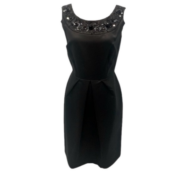 Antonio Melani Black Satin Beaded Cocktail Dress Women's 10 - Picture 3 of 10